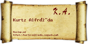 Kurtz Alfréda névjegykártya